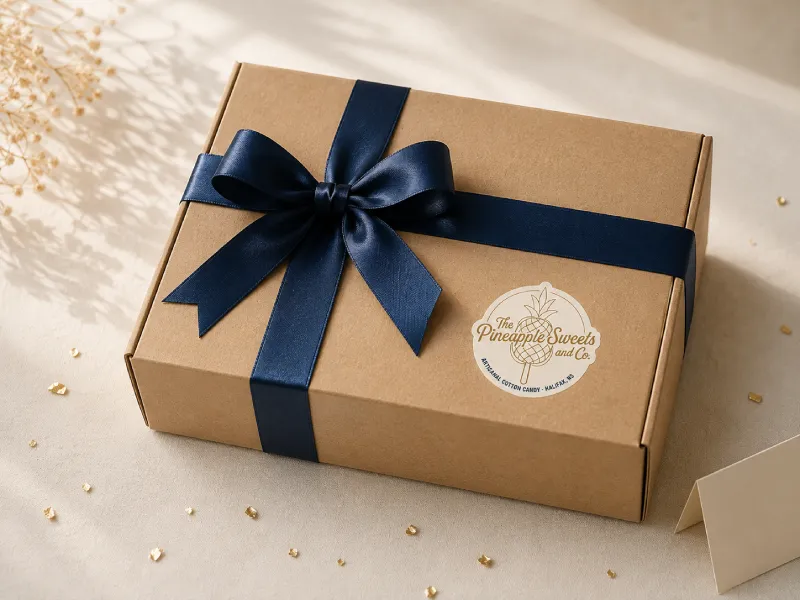 Navy rigid keepsake gift box con tres envases